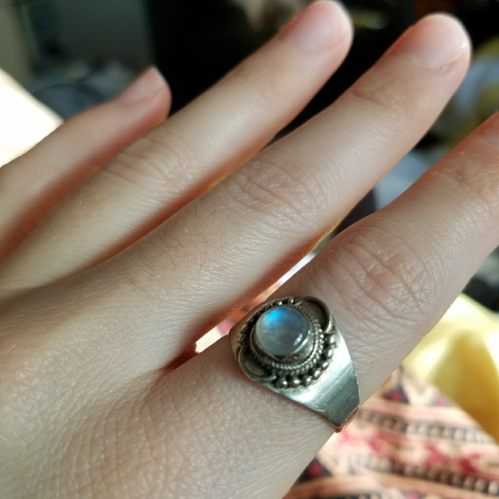 Tibetan silver moonstone ring